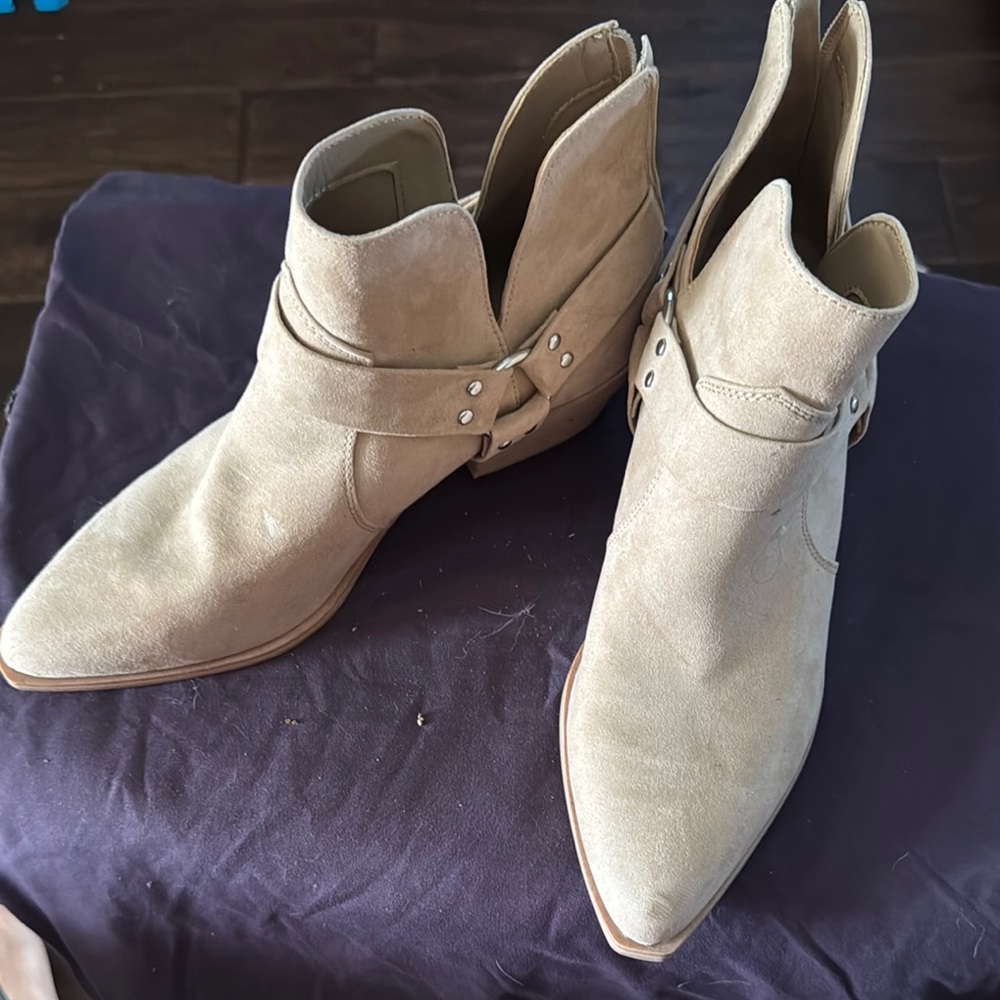 Time and Tru Tan Ankle Booties with Wrap Strap